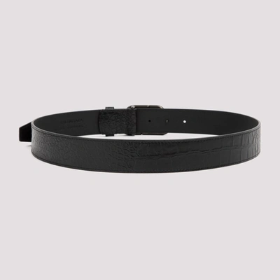 Shop Balenciaga Bb Buckle Embossed Belt In Black