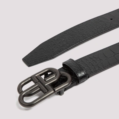 Shop Balenciaga Bb Buckle Embossed Belt In Black