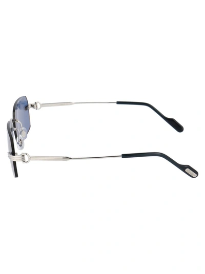 Shop Cartier Rectangular Frame Sunglasses In Silver