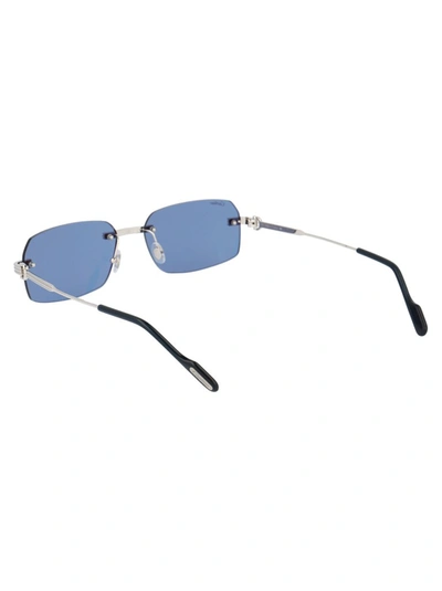Shop Cartier Rectangular Frame Sunglasses In Silver