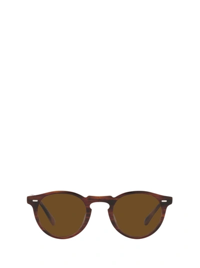 Shop Oliver Peoples Round Frame Sunglasses In Brown