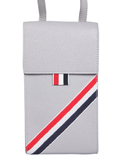 Shop Thom Browne Rwb Stripe Strapped Phone Holder In Grey