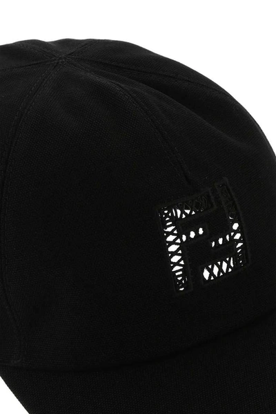 Shop Fendi Ff Logo Baseball Cap In Black