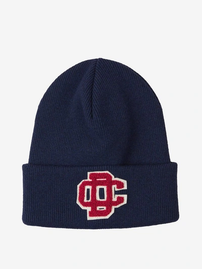 Shop Dsquared2 Embroidered Monogram Beanie In Navy