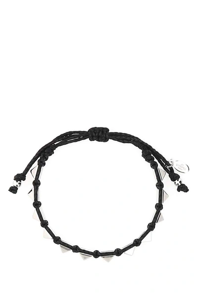 Shop Valentino Garavani Rockstud Braided Bracelet In Black