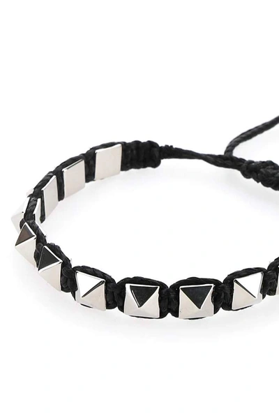 Shop Valentino Garavani Rockstud Braided Bracelet In Black