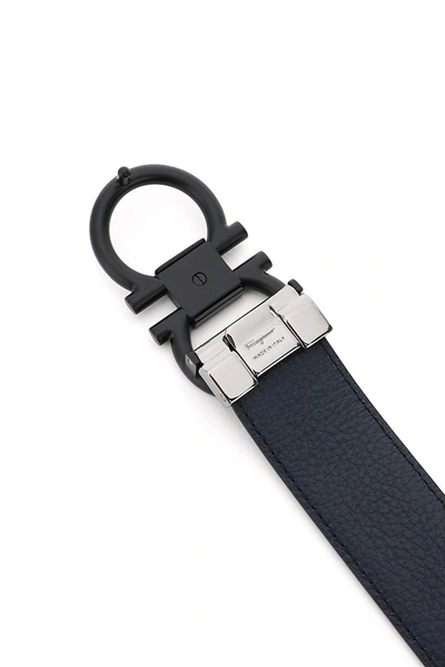 Shop Ferragamo Salvatore  Reversible Gancini Belt In Black