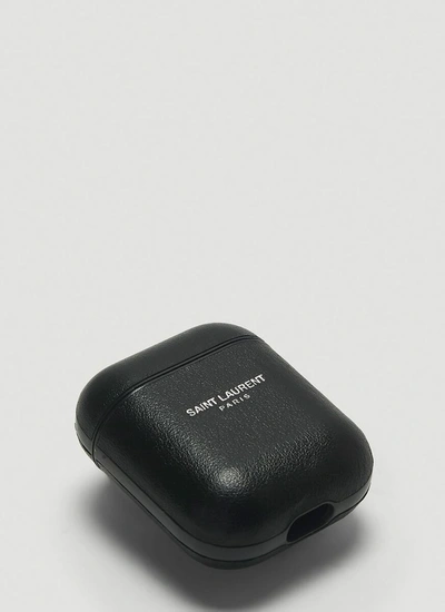 Shop Saint Laurent Logo Airpods Case In Black