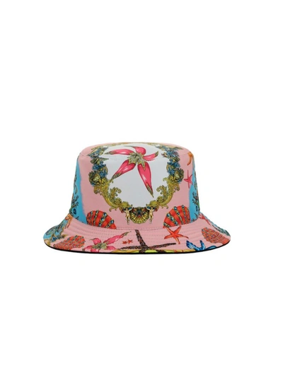 Shop Versace Graphic Print Bucket Hat In Pink