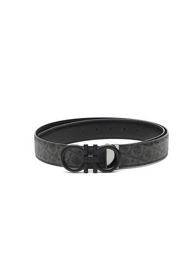 Shop Ferragamo Salvatore  Gancini Reversible Belt In Black