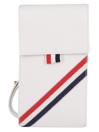 Shop Thom Browne Rwb Stripe Strapped Phone Holder In White