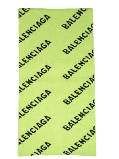 Shop Balenciaga Allover Logo Scarf In Green