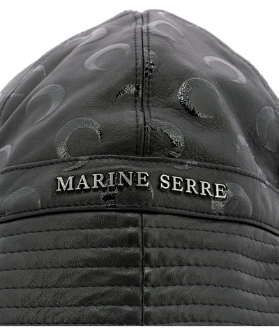 Shop Marine Serre Moon Leather Bucket Hat In Black