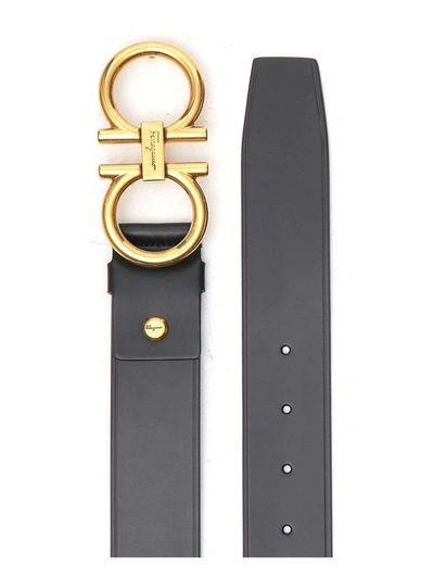 Shop Ferragamo Salvatore  Gancini Adjustable Belt In Black