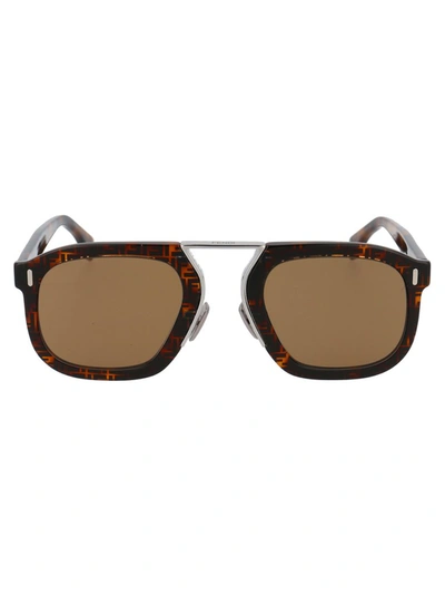 Shop Fendi Eyewear Ff Patterned Square Frame Sunglasses In Multi