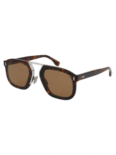 Shop Fendi Eyewear Ff Patterned Square Frame Sunglasses In Multi