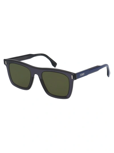 Shop Fendi Eyewear Square Frame Sunglasses In Blue