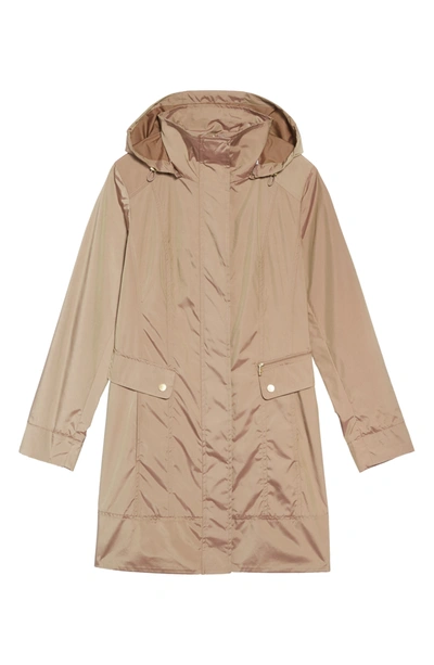 Shop Cole Haan Signature Back Bow Packable Hooded Raincoat In Champagne