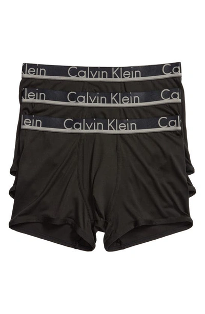 Shop Calvin Klein 3-pack Comfort Microfiber Trunks In Black