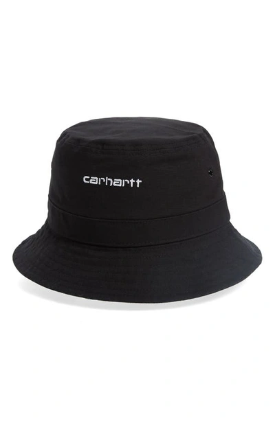 Shop Carhartt Script Bucket Hat In Black / White