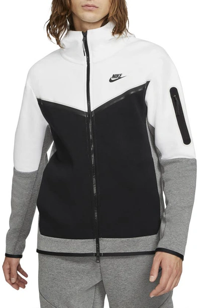 Shop Nike Sportswear Tech Fleece Zip Hoodie In White/ Black/ Carbon Heather
