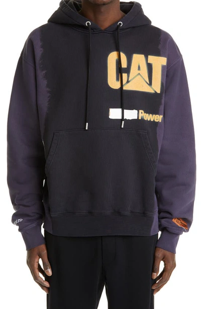 Shop Heron Preston X Caterpillar Cat Power Tie Dye Hoodie In Black Yellow