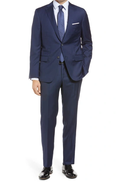 Hickey Freeman Classic B Fit Solid Loro Piana Wool Suit In Navy