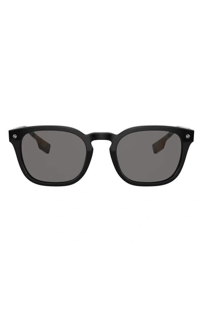 Shop Burberry 53mm Polarized Square Sunglasses In Black/ Polarized Grey