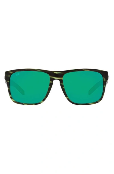 Shop Costa Del Mar 59mm Polarized Square Sunglasses In Green Mirror