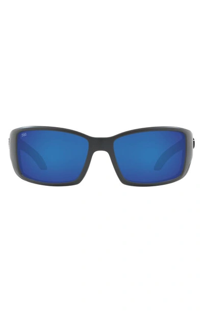 Shop Costa Del Mar 62mm Rectangular Polarized Sunglasses In Matte Gun Black