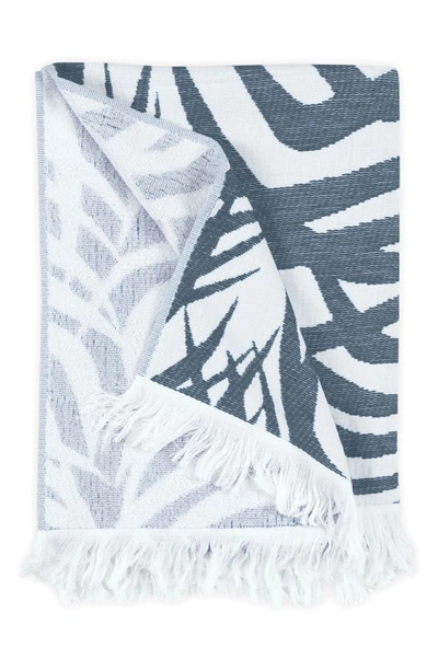 Shop Matouk Zebra Palm Print Beach Towel In Navy