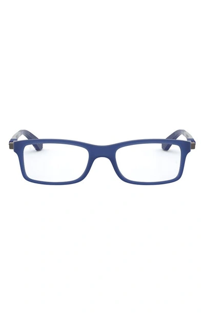 Shop Ray Ban Ray-ban Kids' 47mm Rectangular Optical Glasses In Matte Blue