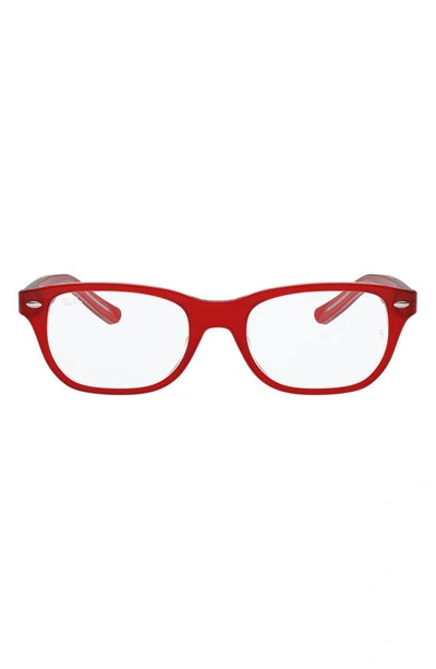 Shop Ray Ban Kids 46mm Rectangular Optical Glasses In Red