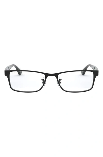Ray Ban Unisex 53mm Rectangular Optical Glasses In Shiny Black