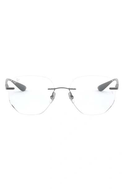 Shop Ray Ban 51mm Rimless Optical Glasses In Shiny Gunmetal