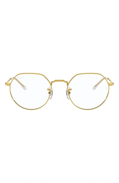 Shop Ray Ban Unisex Jack 49mm Hexagonal Optical Glasses In Shiny Gold