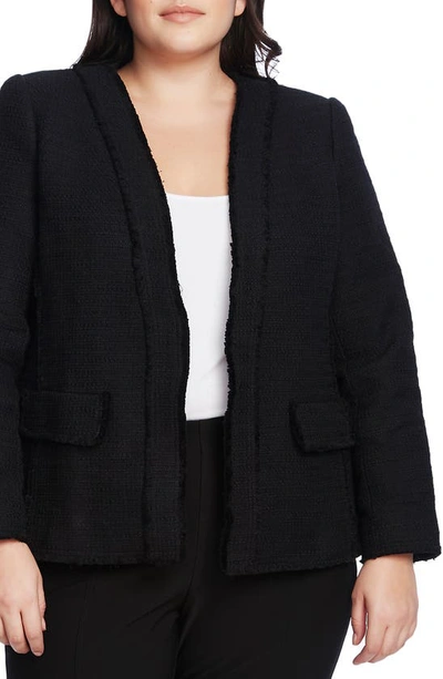 Shop Vince Camuto Cotton Tweed Jacket In Rich Black