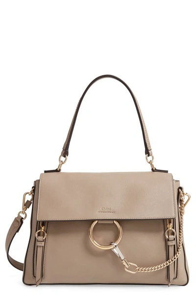 Shop Chloé Medium Faye Leather Shoulder Bag In Motty Grey