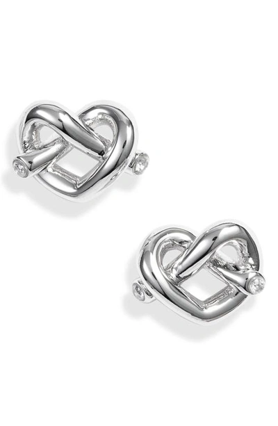 Shop Kate Spade Loves Me Knot Stud Earrings In Silver