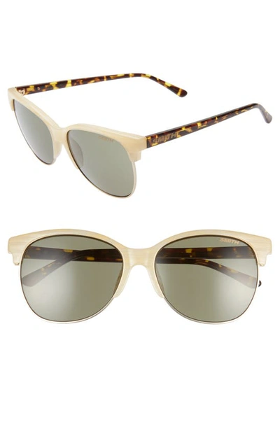 Shop Smith Rebel 58mm Cat Eye Sunglasses In Ivory Tortoise/ Green