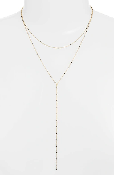 Shop Argento Vivo Enamel Bead Layer Y-necklace In Black/ Gold