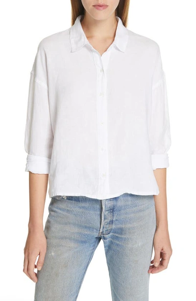 Shop James Perse Linen Boxy Shirt In White