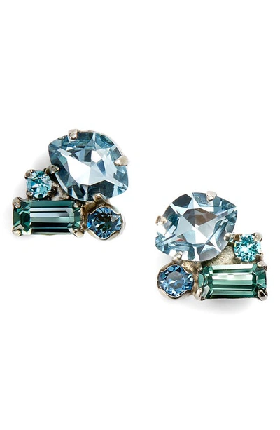 Shop Sorrelli Crystal Coterie Stud Earrings In Blue