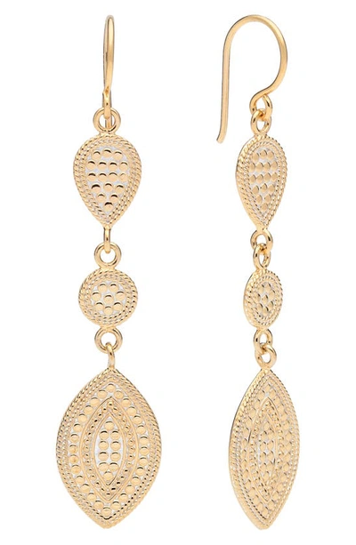 Shop Anna Beck Beaded Triple Drop Earrings In Gold