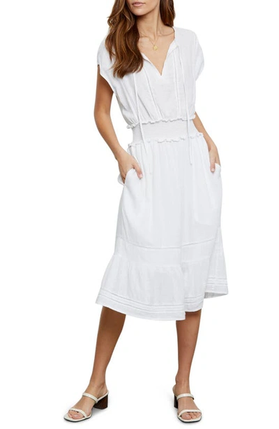 Shop Rails Ashlyn Stripe Linen Blend Dress In White Lace Detail