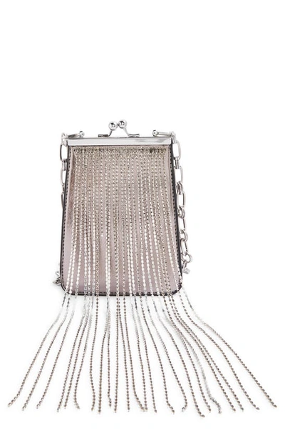 Shop Topshop Diamante Dangle Metallic Crossbody Bag In Silver