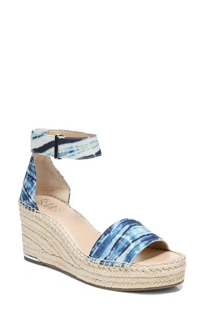 Shop Franco Sarto Clemens Espadrille Wedge Sandal In Blue Fabric