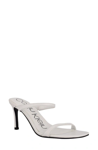 Shop Calvin Klein Halena Slide Sandal In White Leather