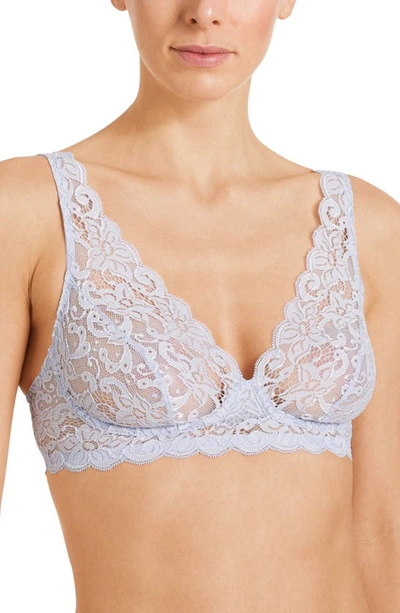 Shop Hanro Luxury Moments Lace Wireless Bra In Lavender Frost