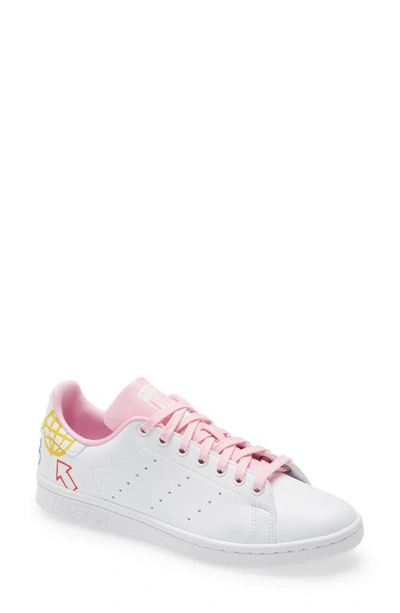 Shop Adidas Originals Primegreen Stan Smith Sneaker In White/ True Pink/ White